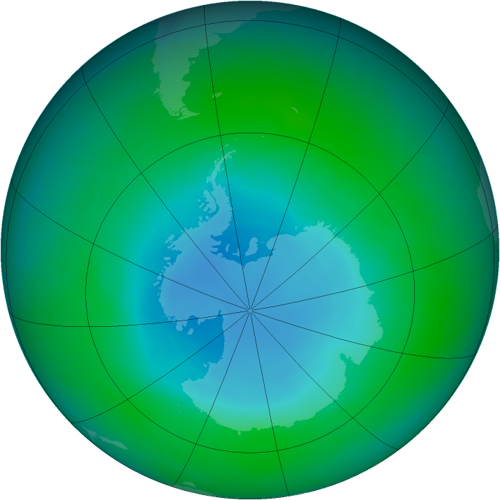 Antarctic ozone map for December 2010